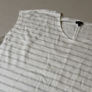 Talbots Plus Women's Dolman Sleeve White/Silver Metallic Striped Top Size 3X‎